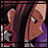 Pixelated anime-style character with light brown hair and purple clothing, shown in profile view against dark background.