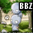 Pixelated cartoon character with three round heads stands in a grassy park with trees, text changes sequentially across frames.