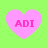 Four pink heart-shaped icons with 'ADI' text on a bright green background, arranged in a