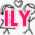 A static image shows stick figures and hearts with large pink 'ILY' text overlaid on the left side, rendered in a pixelated style.