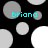 Black background with scattered gray and white circles; cyan text 'briana' appears in four locations across the circles.