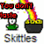 Animated icon with text "You don't taste" above a green character and pot of gold, rainbow lips below with names.