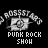 A black-and-white animated icon featuring 'PINK ROCK SHOW' text below a central graphic with 'ROCKSTAR' arched above it, showing sequential pixel changes in the top-left corner across frames.
