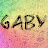 Two side-by-side animated frames of a buddy icon showing the name 'GABY' in stylized text with gradient background and color-shifting effects.