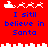 Red background with blue text reading "I still believe in Santa" and white pixelated reindeer/sleigh icons, two identical side-by-side
