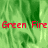Green fire animation with red text 'Green Fire' repeated across the image, showing motion in the flames and a static gray area on the right.