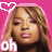 A 48x48 pixel animated contact sheet showing two frames of a cartoon-style character with long blonde hair against a solid pink background, featuring text and heart symbols that change between frames.
