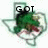 Green-haired character with red eyes inside Texas-shaped outline, text above changes from 'GOT' to 'DRAGON', then disappears.