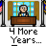 Animated contact sheet of a pixel art character at a podium with repeated text and two distinct speech bubbles, followed by abstract animation frames.