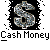 Animated contact sheet of a pixel-art buddy icon featuring dollar signs and cartoon characters with "Cash Money" text, displayed on gray background.