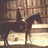 A rider on a dark horse in a wooden stable, with the horse's head turning from left to right across frames.