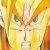 Pixelated close-up of a character's face with yellow-orange hair, green eyes, and brown facial features against a blurred background.