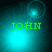 Green text 'JOHN' on cyan background with shifting light effects and circular glows in four quadrants.
