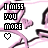 Pixelated pink and black patterned background with repeated text phrases in blocky font, each phrase paired with a small heart symbol.