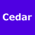 A split-screen pixel art image with 'Cedar' in white text on a blue background and 'Po!nt' in purple text on a white background.
