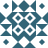 Pixelated geometric pattern with symmetrical blue and white shapes including diamonds, circles, and stylized cups.