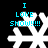 Four identical pixelated snowflakes with cyan text "I LOVE SNOW!!!!!" on a black background, each in a