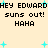 Pixelated text and cyan plus signs on a beige background, with repeated phrases and laughter text.
