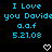 Pixelated cyan text on black background with two white heart symbols at bottom, displaying repeated phrases and dates.