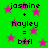 Green background with pink stars and pixelated text reading jasmine + hayley = bffl repeated twice.