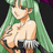 Pixelated anime-style character with long green hair, light skin, and a neutral expression, wearing a white top with black accents and gray wristbands.
