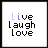 12 white square with black borders displays the text "live laugh love" in three lines, where each word is colored differently