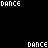 A contact sheet of 25 animated frames from a pixel art icon featuring the word "DANCE" repeated across multiple rows, yellow stars scattered throughout, and lyrics from Fall Out Boy's song "We're Falling Apart" in white text at the bottom.