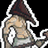 Pixelated character with brown hat and green scarf, two text reading "Spare You?" and "Bend Over..." on white background