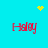 A cyan background displays four red 'Haley' text icons arranged in a , with yellow pixelated heart and starburst symbols above and below the