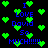 Pixelated green hearts float over blue text reading "I LOVE David So MUCH!!!!!" on a black background.