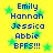 Yellow background with green star shapes and blue text listing names and "BFFS!!!" in two vertical
