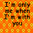 Orange background with yellow circular patterns and repeated black text reading "I'm only me when I'm with you" in four quadrants.