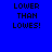 Blue background with black text reading "LOWER THAN LOWES!" arranged in a pattern across multiple white rectangular sections