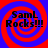 Four identical display red and blue spiral patterns with black text reading "SamL Rocks!!!" in a
