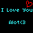 Red heart symbol above cyan text reading "I Love You" and "Alot<3" on black background.