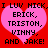 Red background with two identical pink hearts containing black pixelated text listing names and 'I LUV NICK,'.