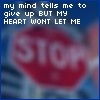 Pixelated blue background with white text overlay and blurred red stop sign shape below.