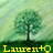 Pixelated green tree on light green background with yellow text reading 'Sitting in a Tree' and 'Lauren+' at bottom.