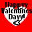 Four identical heart-shaped icons with 'Happy Valenbines Dayy!' text on red background, each containing a small heart symbol below the text.