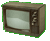 Six pixelated television sets arranged in two , with three on top and three below, showing static or blank screens