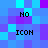 Pixelated of blue and purple squares with repeated black text 'NO' above 'ICON' in four quadrants