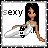 Pixel art animation of a cartoon woman in white dress with black text on her chest, displayed across 8 frames in a contact sheet layout.