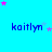 four and four displays the name 'kaitlyn' in blue text on a bright cyan background, with scattered pink and light purple stars