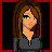 A 3x3 contact sheet of a pixel art animated icon featuring a female character with brown hair and blue eyes, showing different poses and text elements across frames.