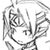 Pixelated grayscale icon of a stylized character with flowing hair and dynamic pose, likely from an anime or game series, rendered in low-resolution 256x256 pixels.