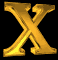 Golden 'X' letter rendered in 3D with metallic sheen, displayed across multiple showing varying sizes and cropping on black backgrounds