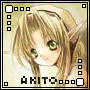 Anime-style character with light brown hair and green eyes, wearing a white top, displayed in a of nine identical