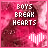 Pixelated pink and red image with 'BOYS SPEAK HEARTS' text above a heart symbol that changes shape across frames.