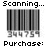 Pixelated barcode icon with scanning text, transaction details, and red 'LOVE' label on white background.