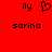 Red background with black pixelated text and a heart symbol; two instances of 'ily' above 'sorina', one featuring a heart between the words.